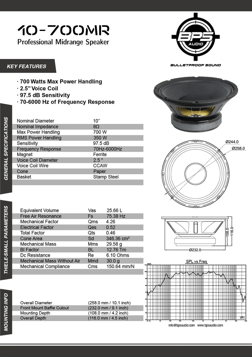 10" Midrange Speaker 10-700MR