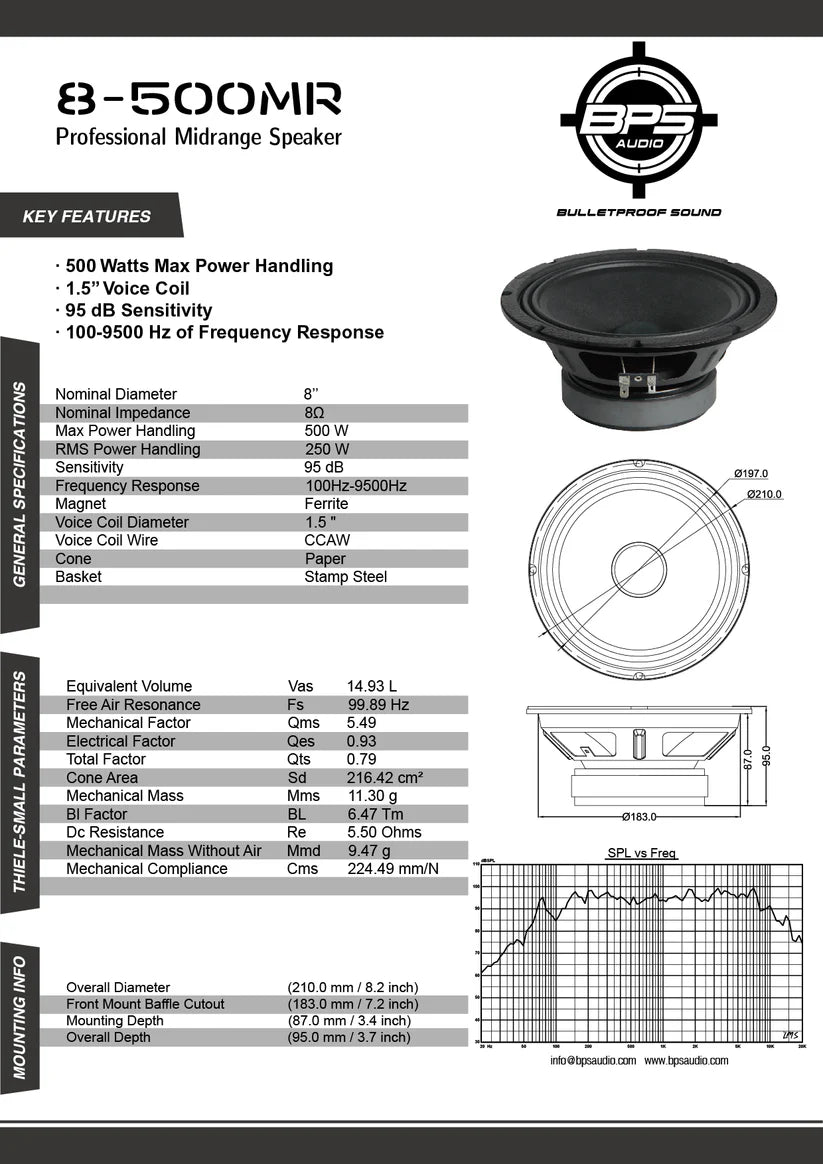 8" Midrange Speaker -8-500MR