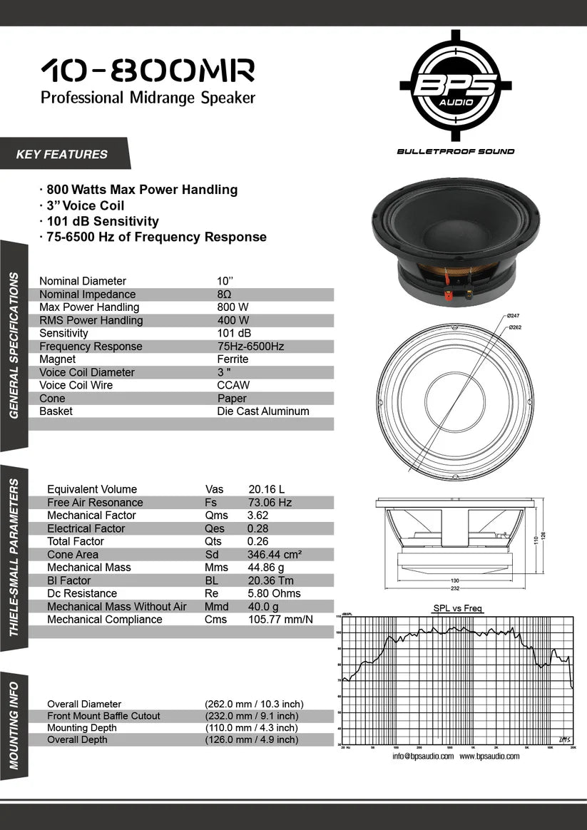 10" Midrange Speaker 10-800MR