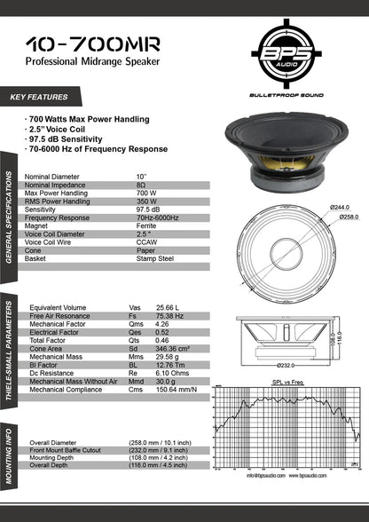 10" Midrange Speaker 10-700MR