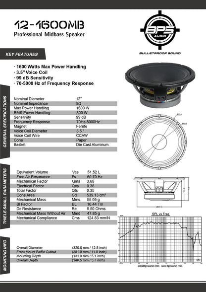 12" Midbass Speaker 12-1600MB