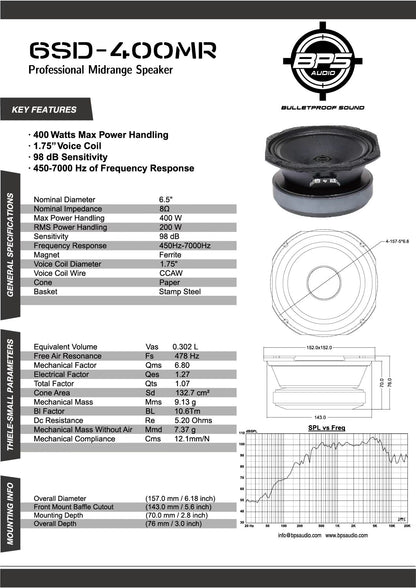 6” Midrange Speaker 6SD-400MR