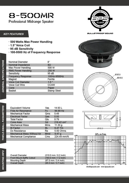 8" Midrange Speaker -8-500MR