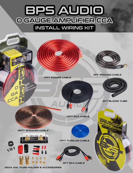 BPS AUDIO 0 Gauge Amplifier Install Kit – Premium CCA