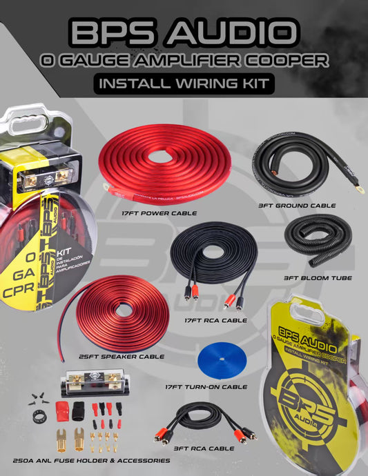 BPS AUDIO 0 Gauge Amplifier Install Kit – 100% Copper