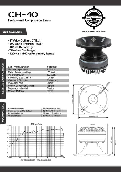 Combo - 2" Compression Driver with Aluminum Horn - CH-10