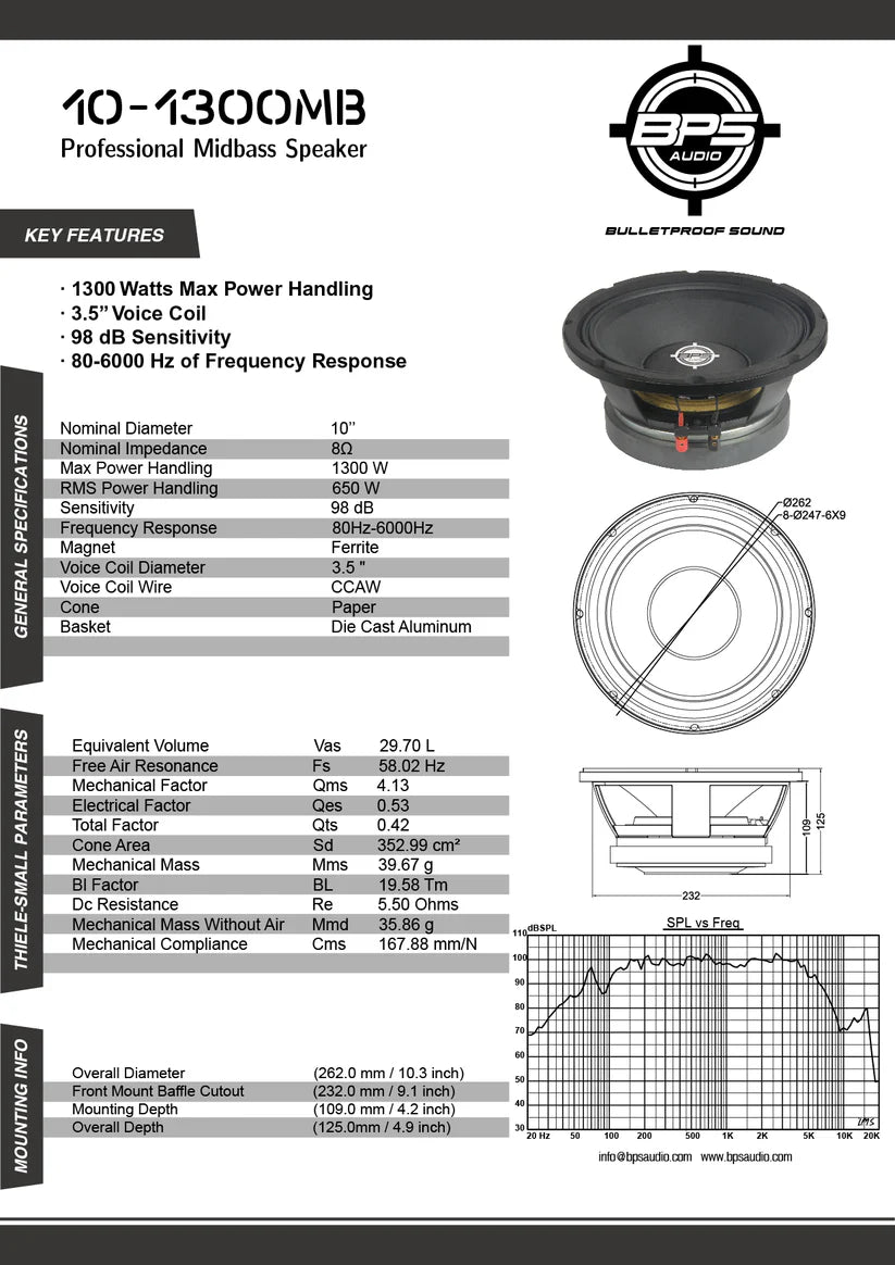 10" Midbass Speaker 10-1300MB