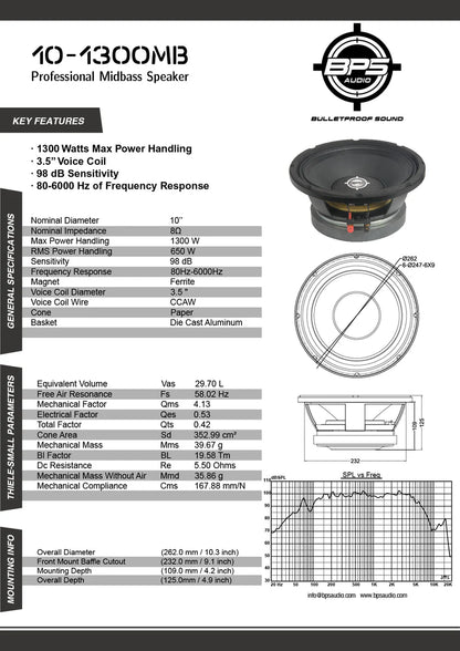 10" Midbass Speaker 10-1300MB